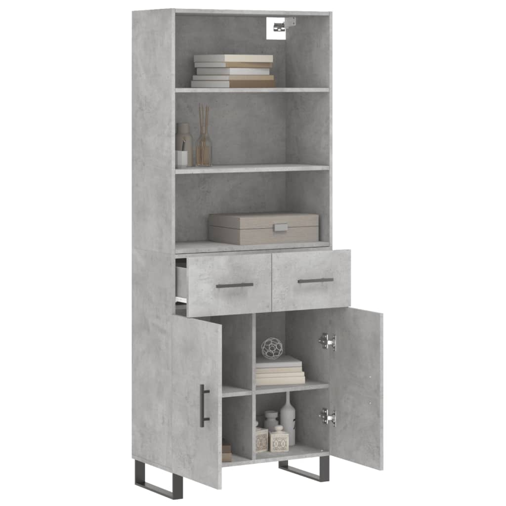 vidaXL Hoge kast 69,5x34x180 cm bewerkt hout betongrijs