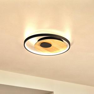 FISCHER & HONSEL LED-Deckenlampe Marit, &Oslash; 40 cm, sandschwarz, Metall/Holz