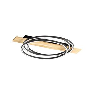 FISCHER & HONSEL LED-Deckenlampe Marit, L&auml;nge 76 cm, sandschwarz, Metall/Holz
