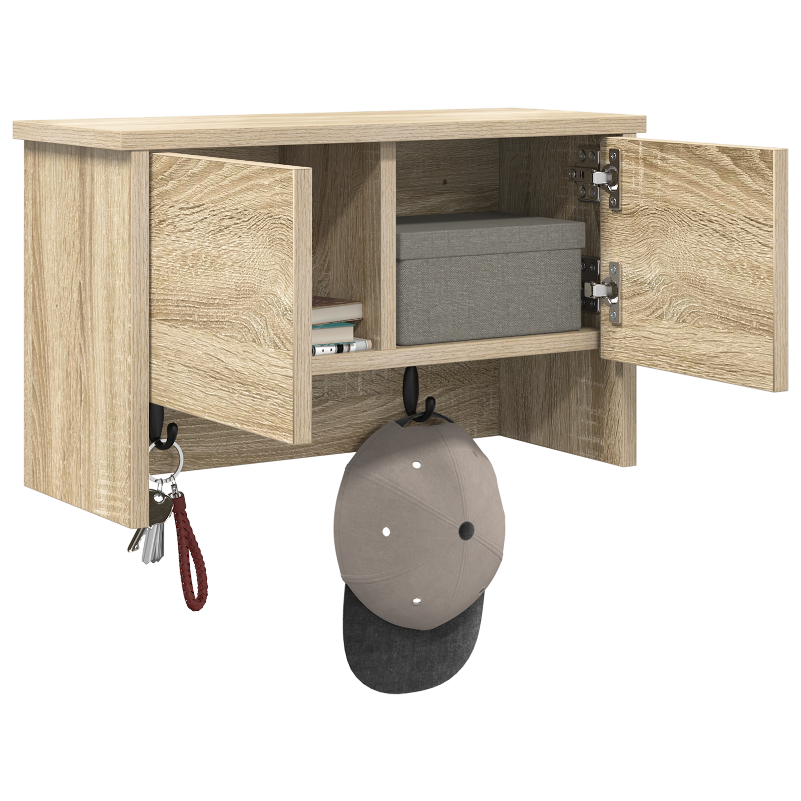 vidaXL Wandgemonteerde kapstok met plank Sonoma eiken 50 x 20 x 30 cm