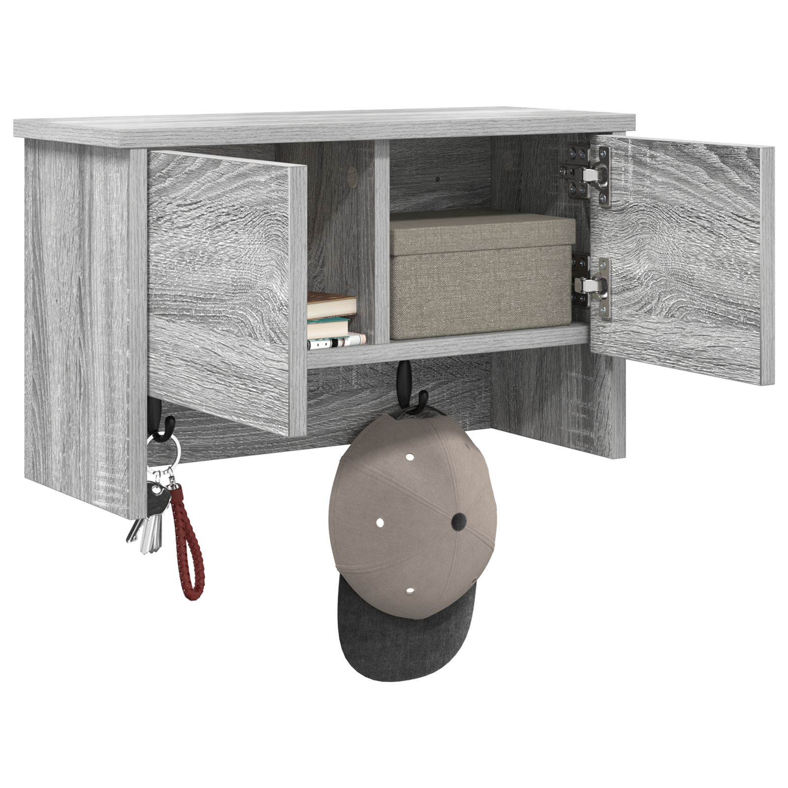 vidaXL Wandgemonteerde kapstok met plank Grijs sonoma 50 x 20 x 30 cm