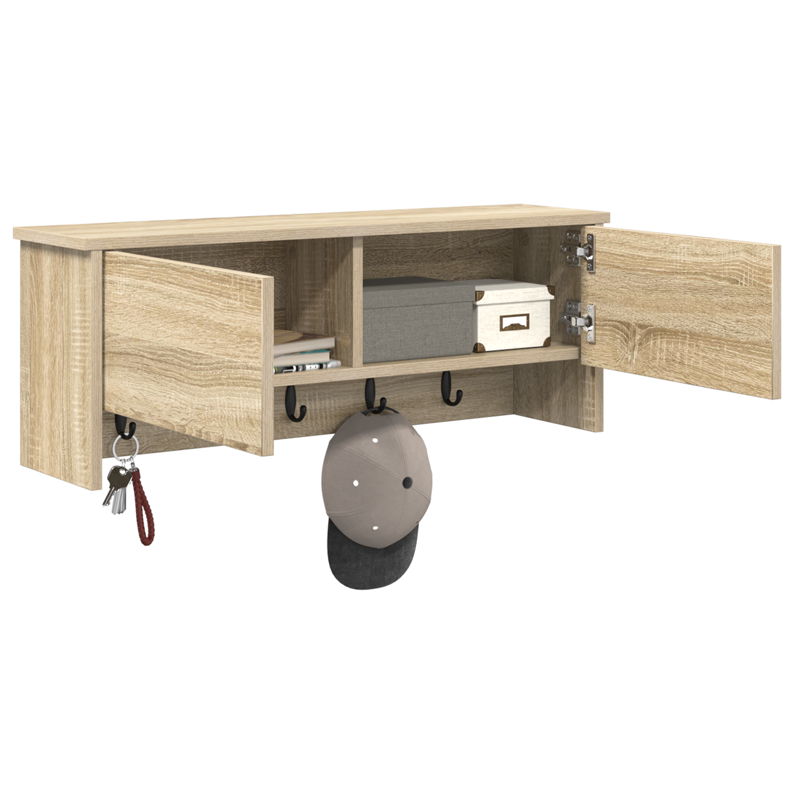vidaXL Wandgemonteerde kapstok met plank Sonoma eiken 80 x 20 x 30 cm