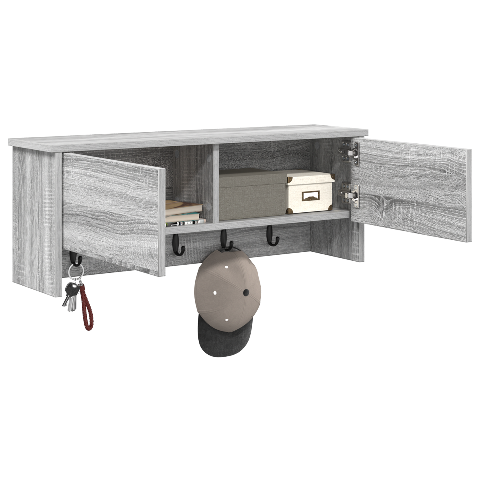 vidaXL Wandgemonteerde kapstok met plank Grijs sonoma 80 x 20 x 30 cm
