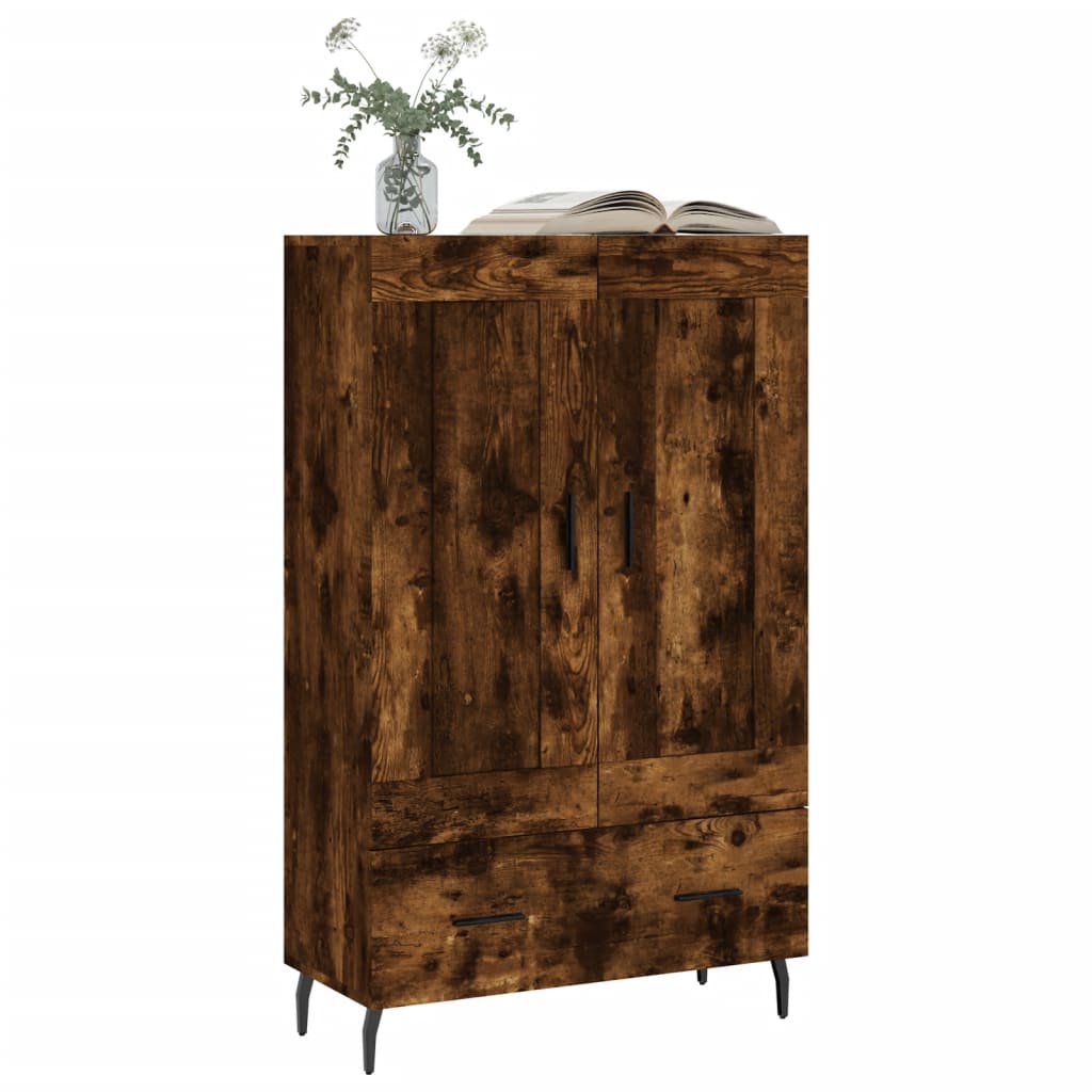 vidaXL Hoge kast 69,5x31x115 cm bewerkt hout gerookt eikenkleurig