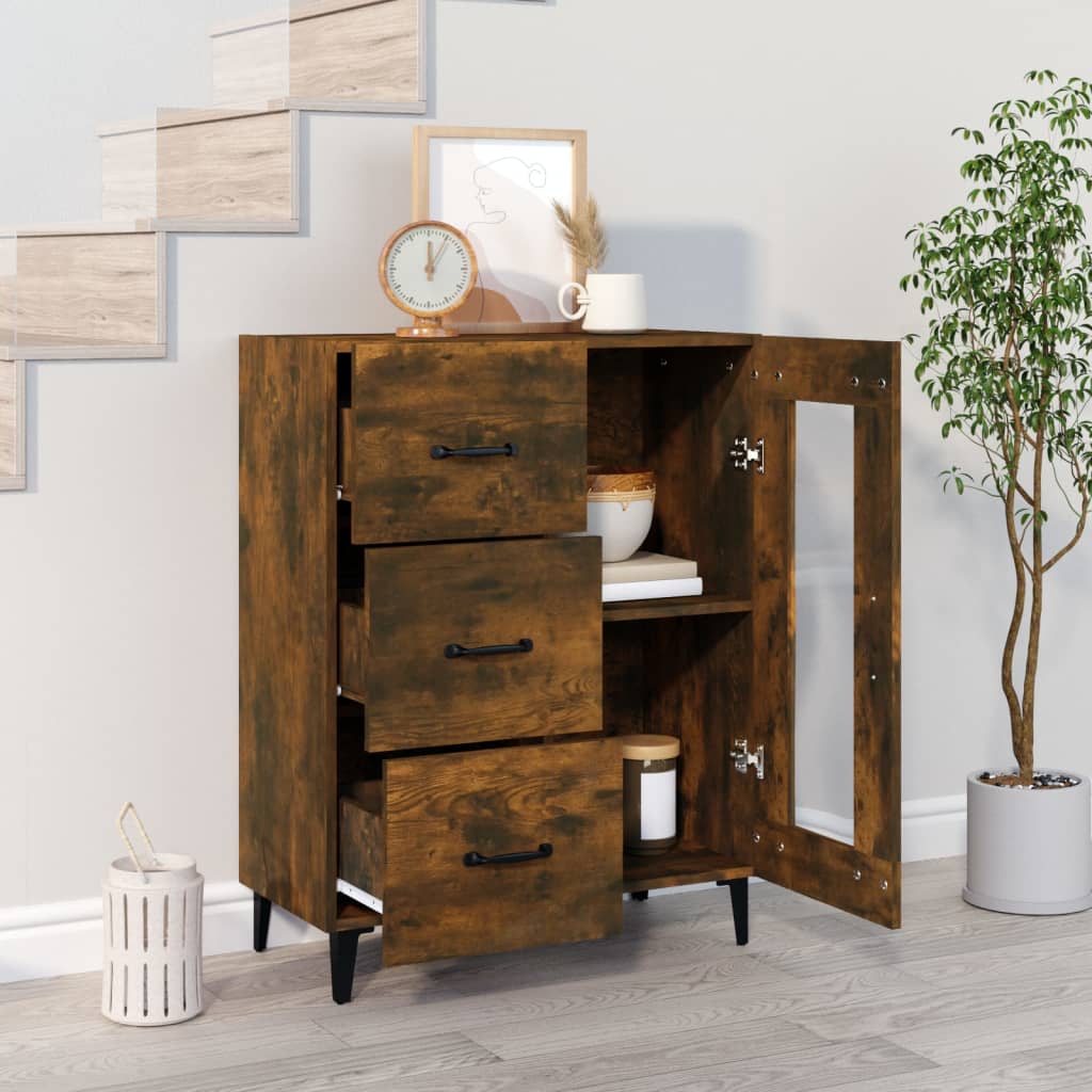 vidaXL Dressoir 69,5x34x90 cm bewerkt hout gerookt eikenkleurig