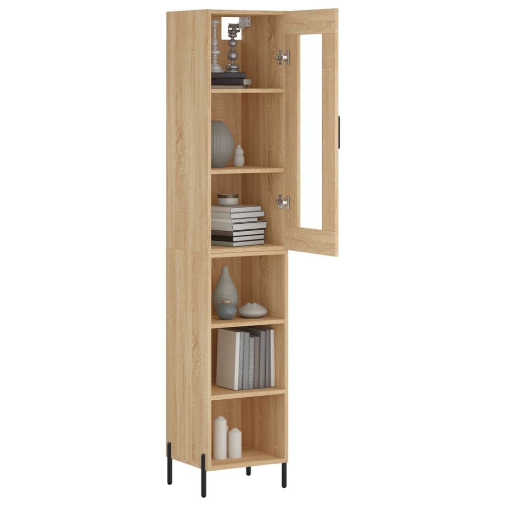 vidaXL Hoge kast 34,5x34x180 cm bewerkt hout sonoma eikenkleurig