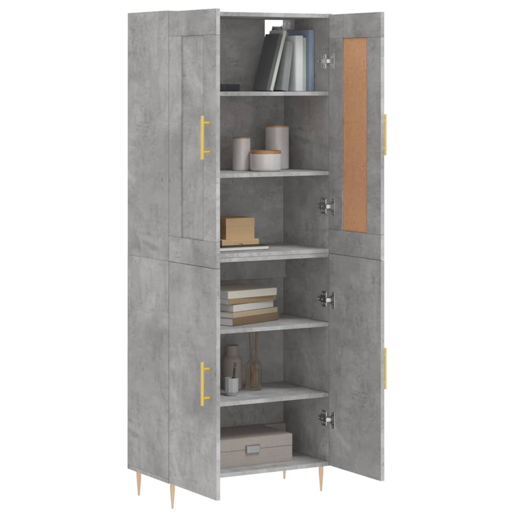 vidaXL Hoge kast 69,5x34x180 cm bewerkt hout betongrijs