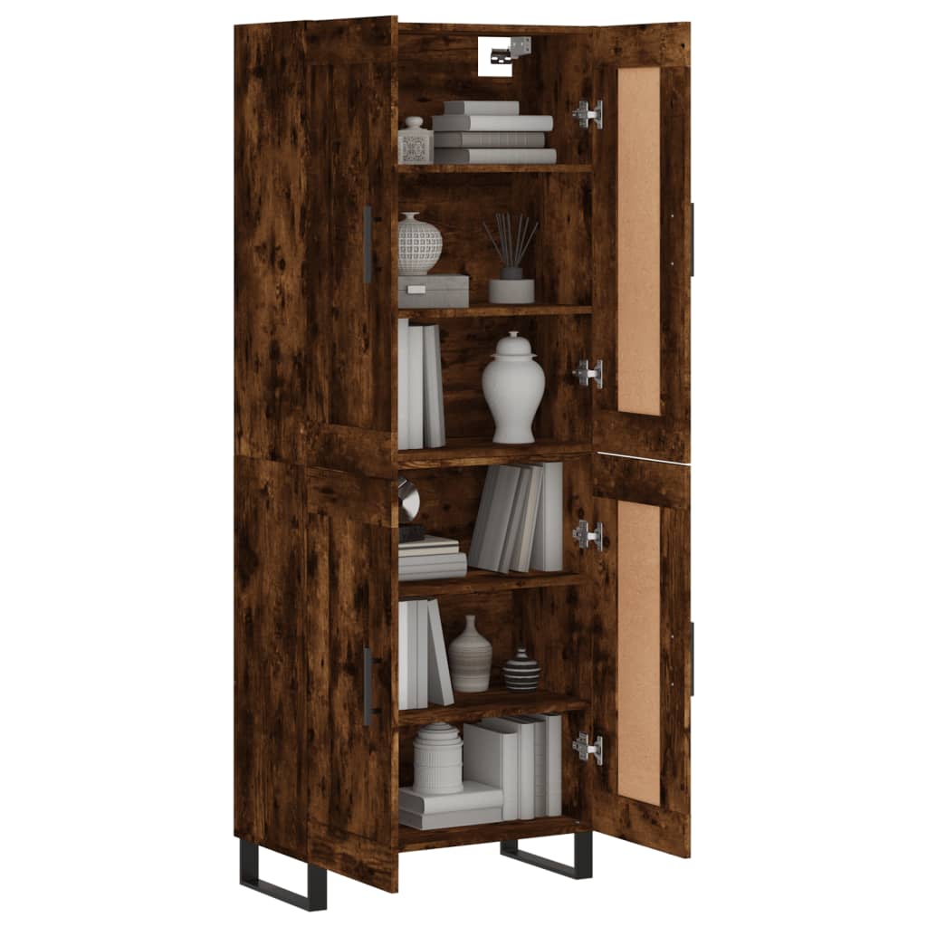 vidaXL Hoge kast 69,5x34x180 cm bewerkt hout gerookt eikenkleurig