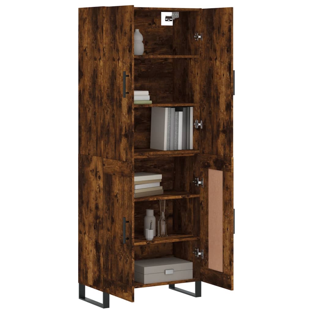 vidaXL Hoge kast 69,5x34x180 cm bewerkt hout gerookt eikenkleurig