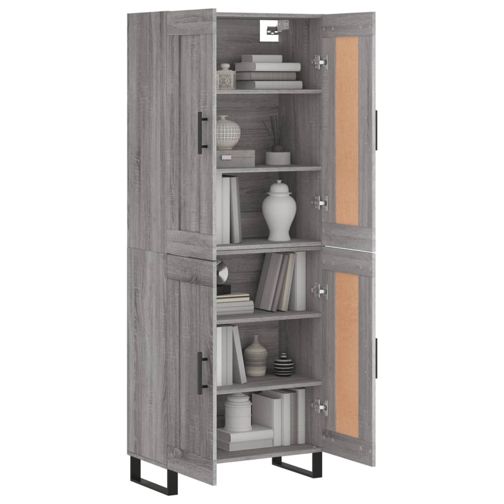 vidaXL Hoge kast 69,5x34x180 cm bewerkt hout grijs sonoma eikenkleurig