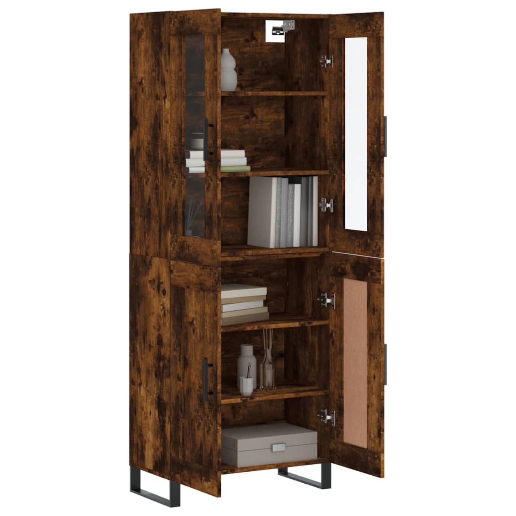 vidaXL Hoge kast 69,5x34x180 cm bewerkt hout gerookt eikenkleurig