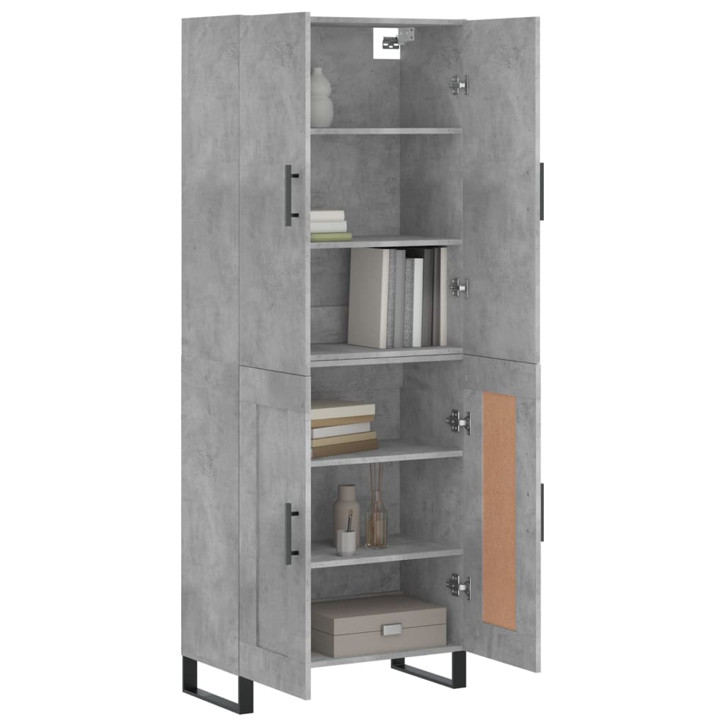 vidaXL Hoge kast 69,5x34x180 cm bewerkt hout betongrijs