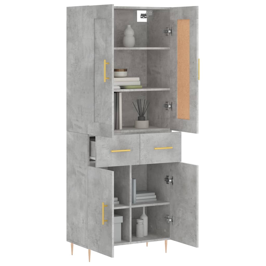 vidaXL Hoge kast 69,5x34x180 cm bewerkt hout betongrijs