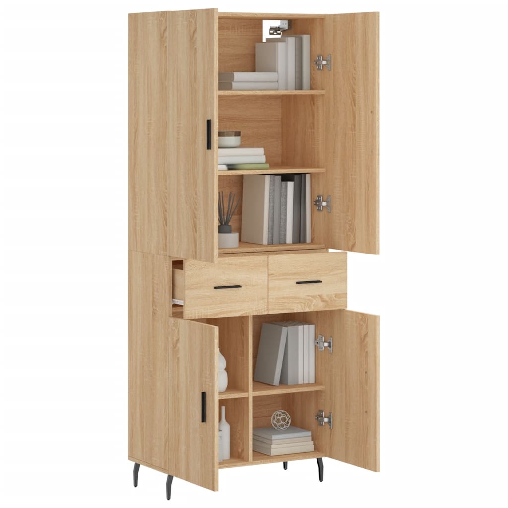 vidaXL Hoge kast 69,5x34x180 cm bewerkt hout sonoma eikenkleurig