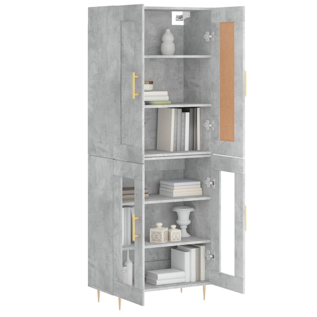 vidaXL Hoge kast 69,5x34x180 cm bewerkt hout betongrijs