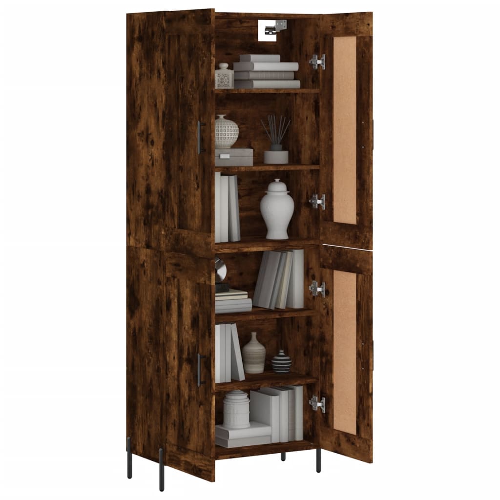 vidaXL Hoge kast 69,5x34x180 cm bewerkt hout gerookt eikenkleurig