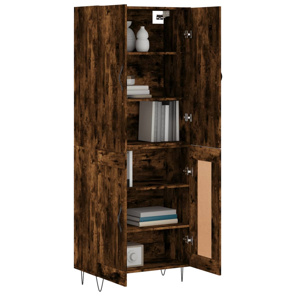 vidaXL Hoge kast 69,5x34x180 cm bewerkt hout gerookt eikenkleurig