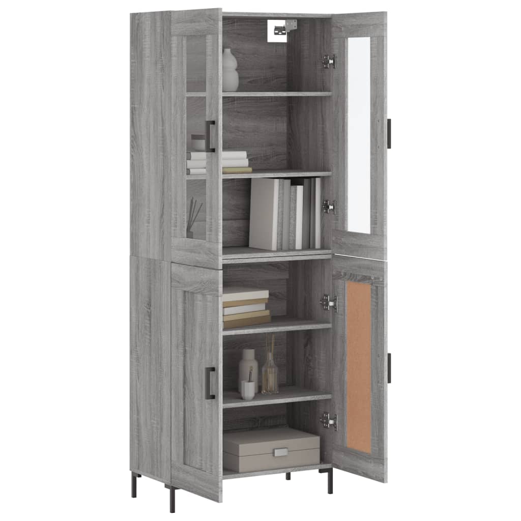 vidaXL Hoge kast 69,5x34x180 cm bewerkt hout grijs sonoma eikenkleurig