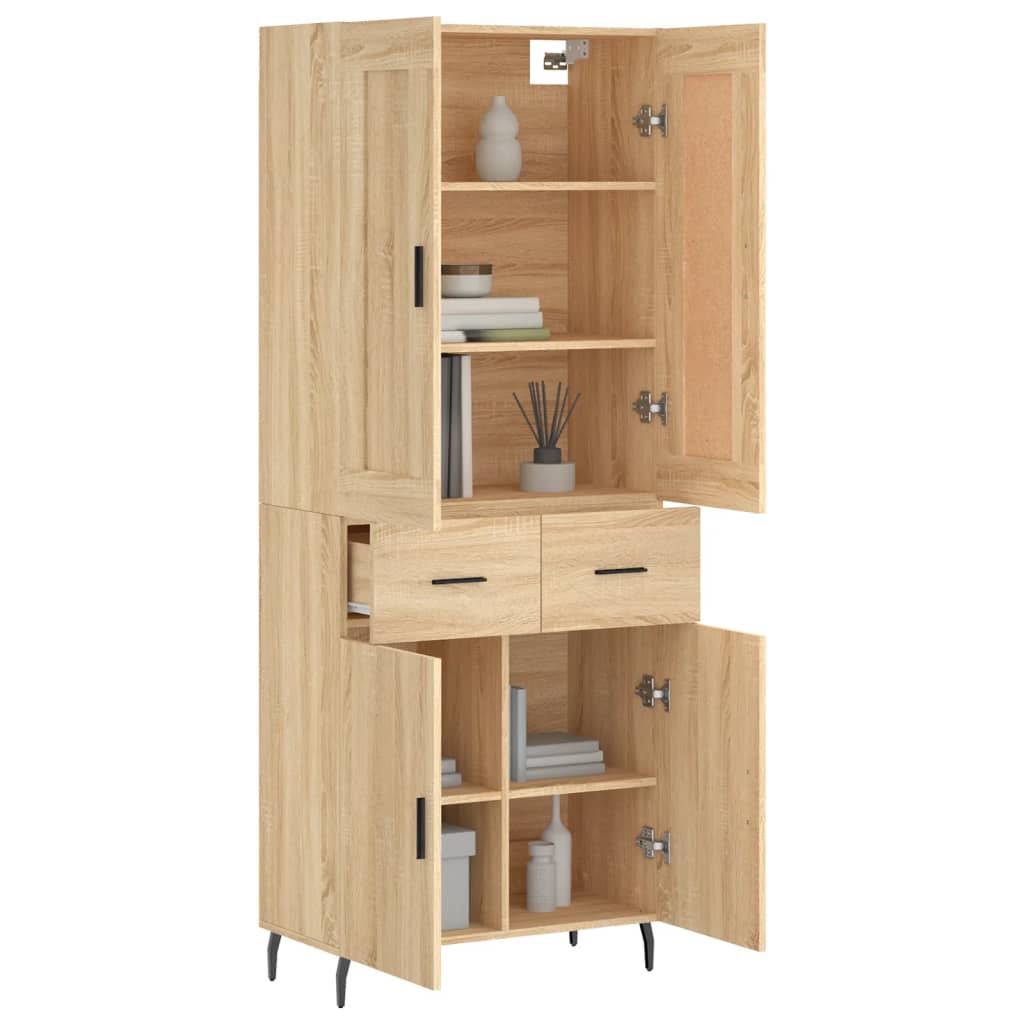 vidaXL Hoge kast 69,5x34x180 cm bewerkt hout sonoma eikenkleurig