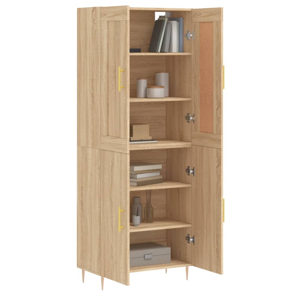 vidaXL Hoge kast 69,5x34x180 cm bewerkt hout sonoma eikenkleurig