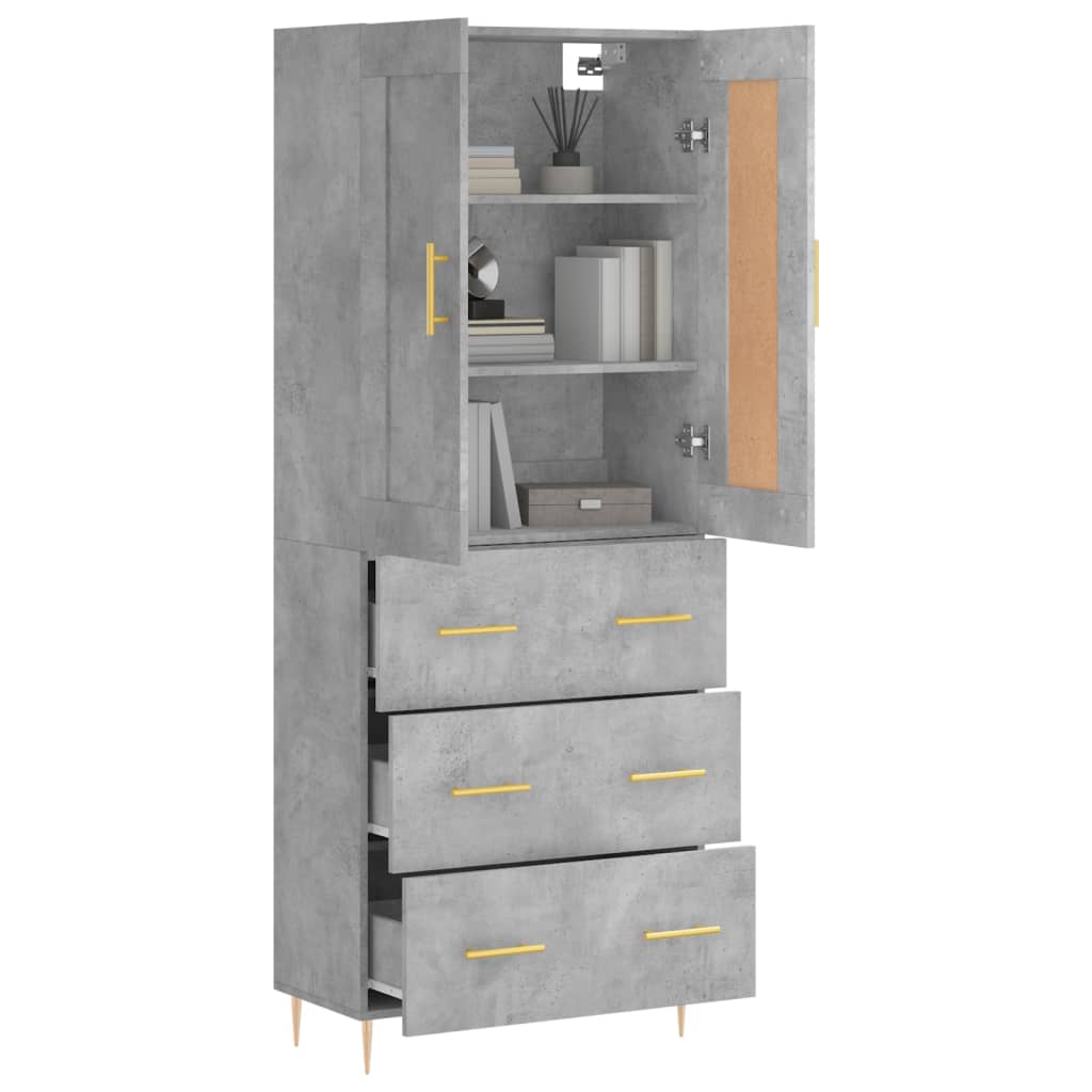 vidaXL Hoge kast 69,5x34x180 cm bewerkt hout betongrijs