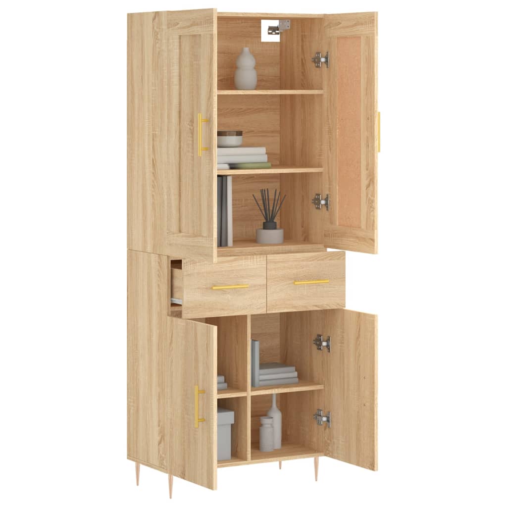 vidaXL Hoge kast 69,5x34x180 cm bewerkt hout sonoma eikenkleurig