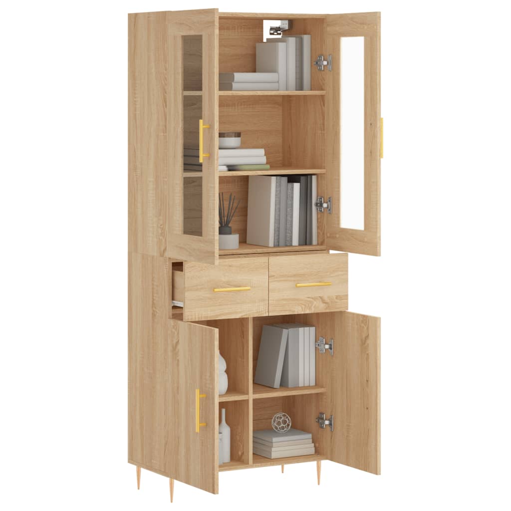 vidaXL Hoge kast 69,5x34x180 cm bewerkt hout sonoma eikenkleurig