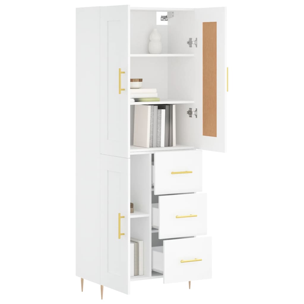 vidaXL Hoge kast 69,5x34x180 cm bewerkt hout wit