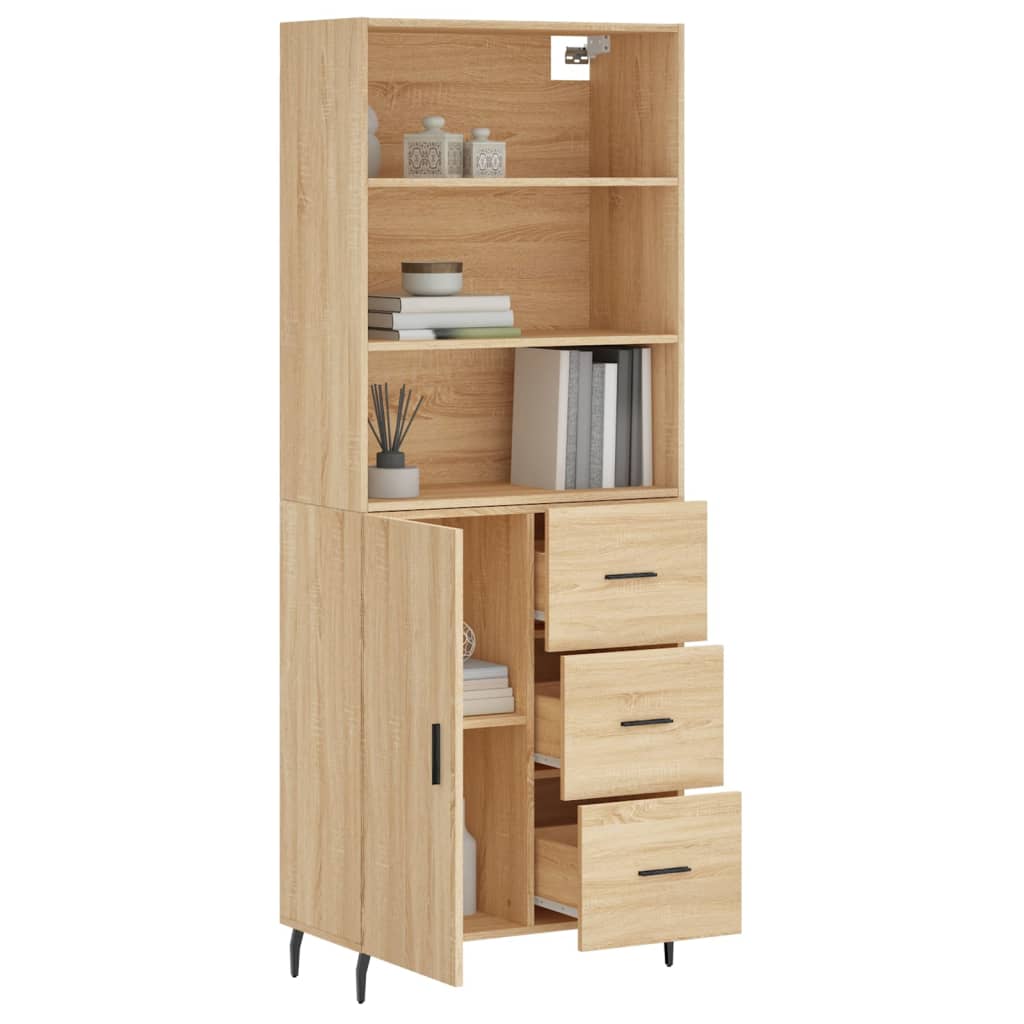 vidaXL Hoge kast 69,5x34x180 cm bewerkt hout sonoma eikenkleurig
