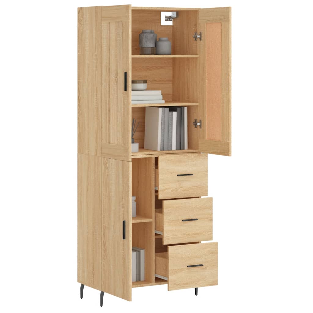 vidaXL Hoge kast 69,5x34x180 cm bewerkt hout sonoma eikenkleurig