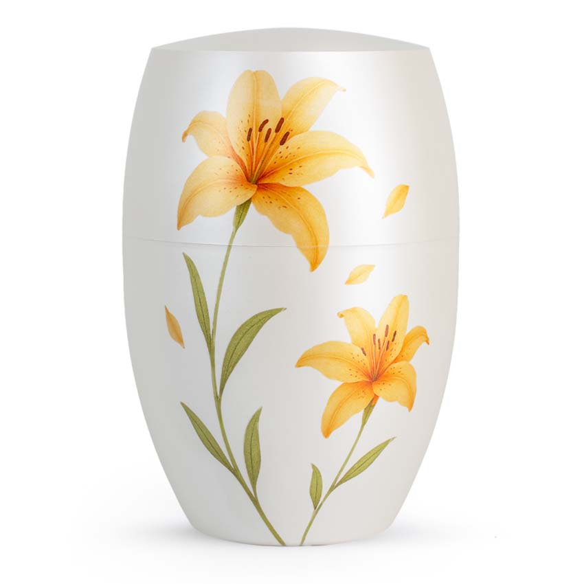 Urnwebshop Biologisch Afbreekbare Infinity Designer Urn Gele Lelie (4 liter)