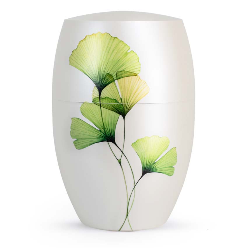 Urnwebshop Biologisch Afbreekbare Infinity Designer Urn Ginkgo Bladeren (4 liter)