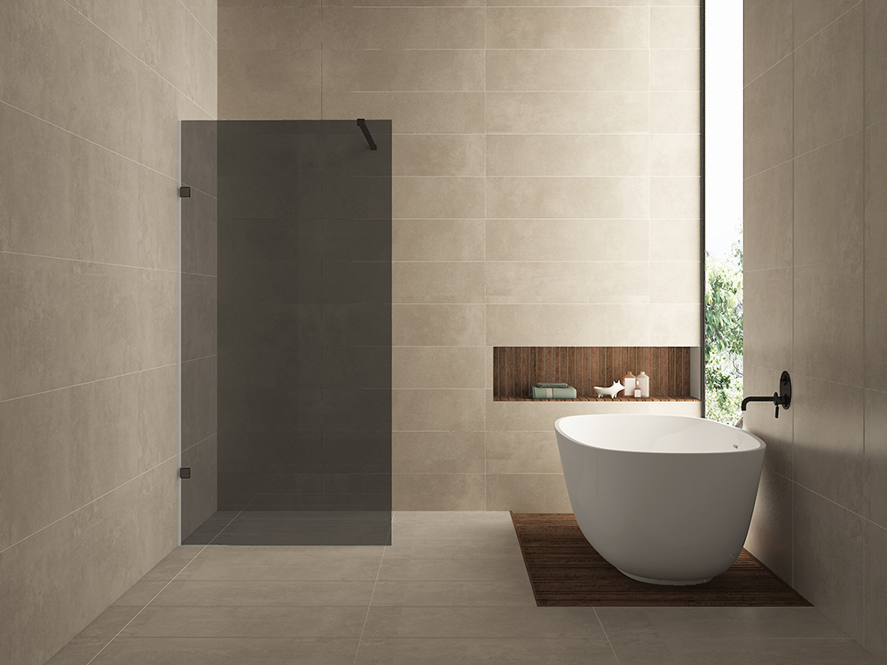 Wiesbaden LESS Inloopdouche 100 x 200 x 0.8 cm Nano Rookglas met Zwart Frame | profielloos.