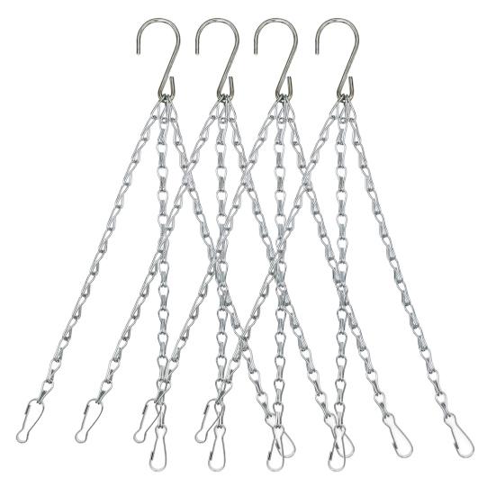 HOMEKA 4 stks/set Bloemenmand Hanger Dubbele Haak Ijzeren Bloem Plant Pot Vervanging Kettinghanger Tuin Supply zilver