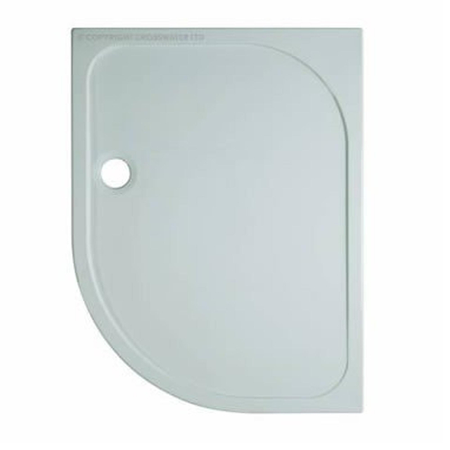 Crosswater Shower Tray douchebak 120x90x4.5cm offset links 90mm afvoer kwartrond polybeton wit SRQ91200LH