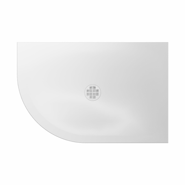 Crosswater Creo Offset Douchebak - 120x90x2.5cm - kwartrond - links - wit CRQ900X1200LHW