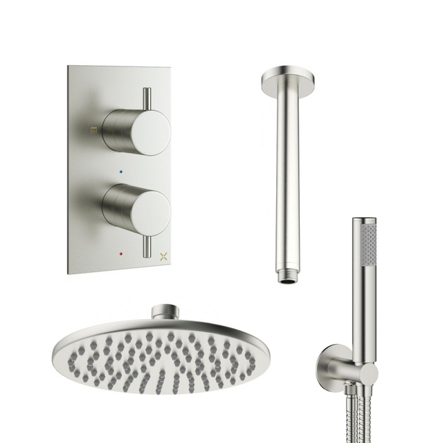Crosswater MPRO Regendoucheset inbouw - 20cm hoofddouche - plafondarm - staafhanddouche - RVS sw31378/sw104498/sw104806/sw385373/sw385437/