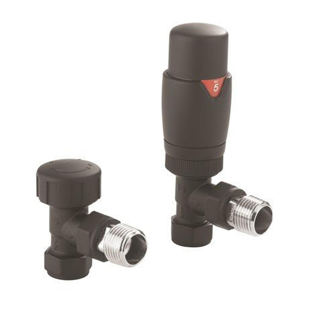 Crosswater radiatorkraan haaks zwart mat RADVTRVA1B