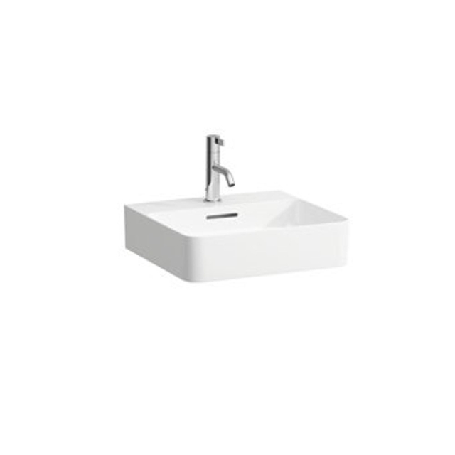 Laufen VAL fontein 42x45x11.5cm met kraangat met overloop SaphirKeramik wit h8152810001041