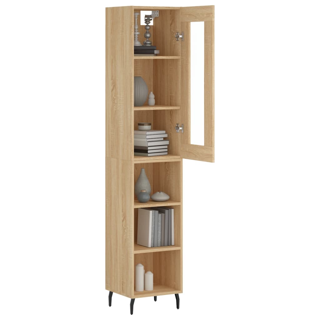 vidaXL Hoge kast 34,5x34x180 cm bewerkt hout sonoma eikenkleurig