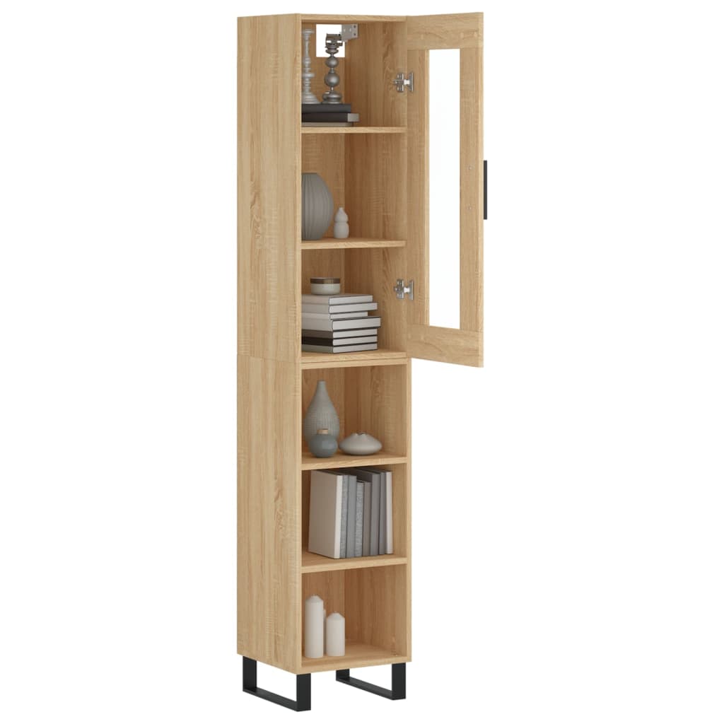 vidaXL Hoge kast 34,5x34x180 cm bewerkt hout sonoma eikenkleurig