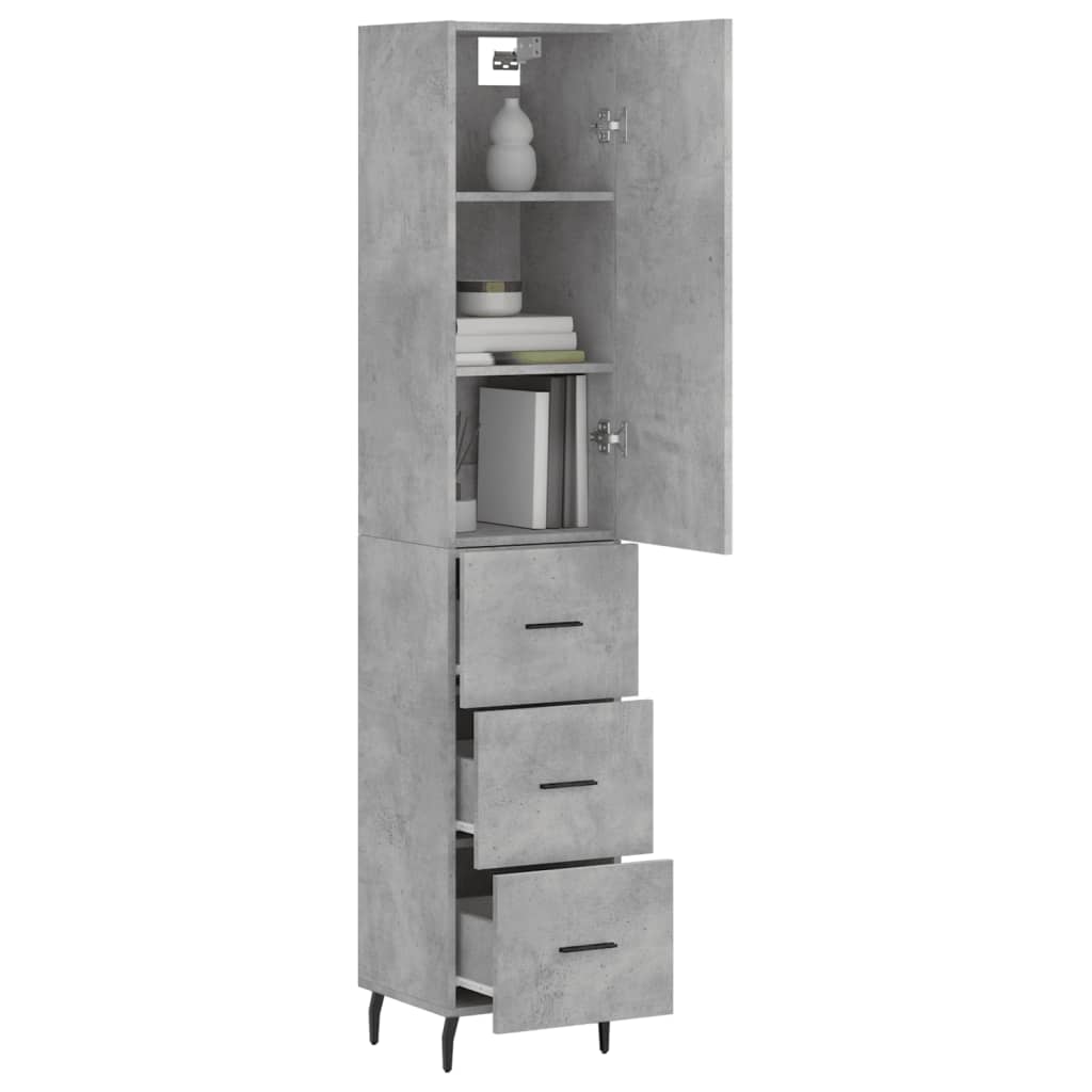 vidaXL Hoge kast 34,5x34x180 cm bewerkt hout betongrijs