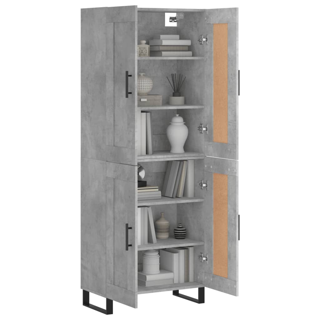 vidaXL Hoge kast 69,5x34x180 cm bewerkt hout betongrijs