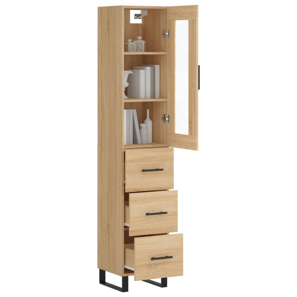vidaXL Hoge kast 34,5x34x180 cm bewerkt hout sonoma eikenkleurig