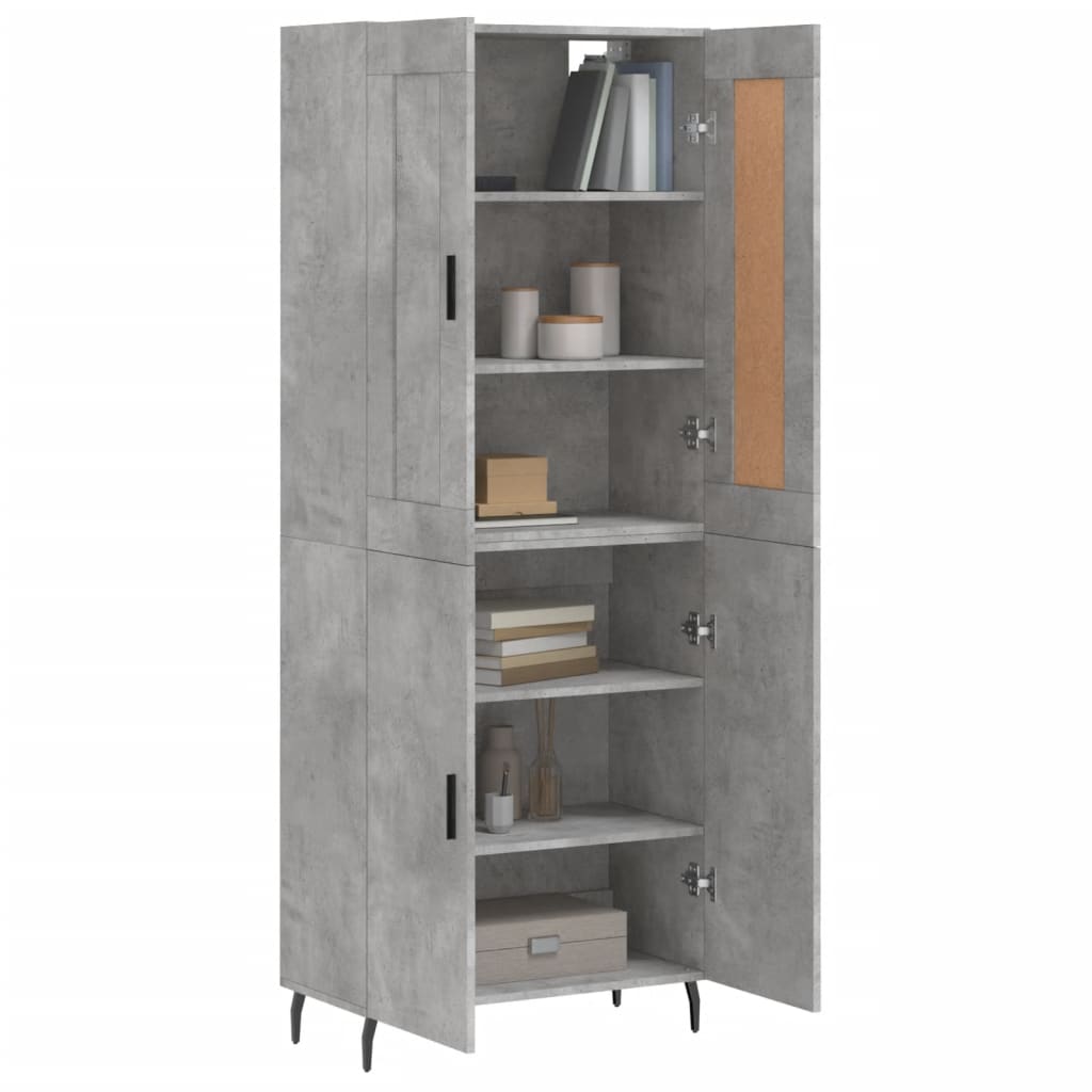 vidaXL Hoge kast 69,5x34x180 cm bewerkt hout betongrijs