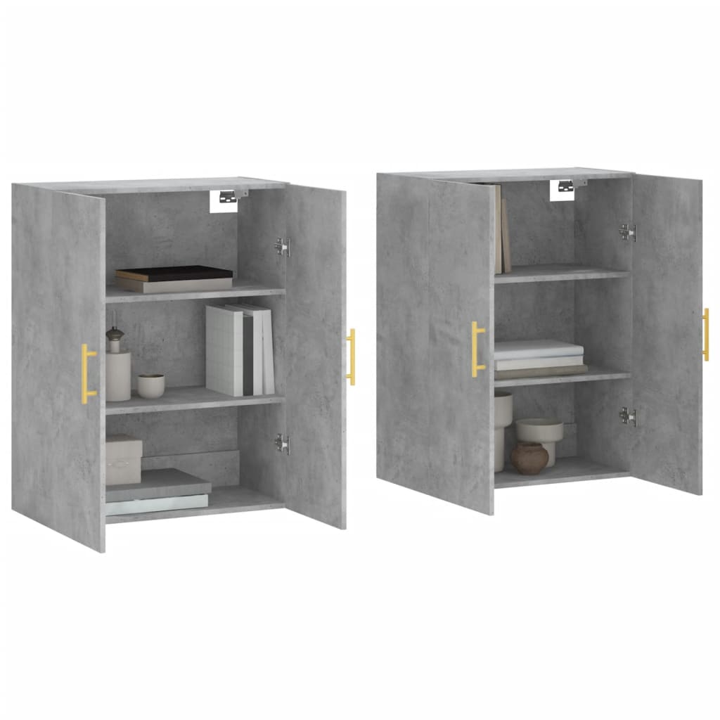 vidaXL Hangkasten 2 st 69,5x34x90 cm betongrijs