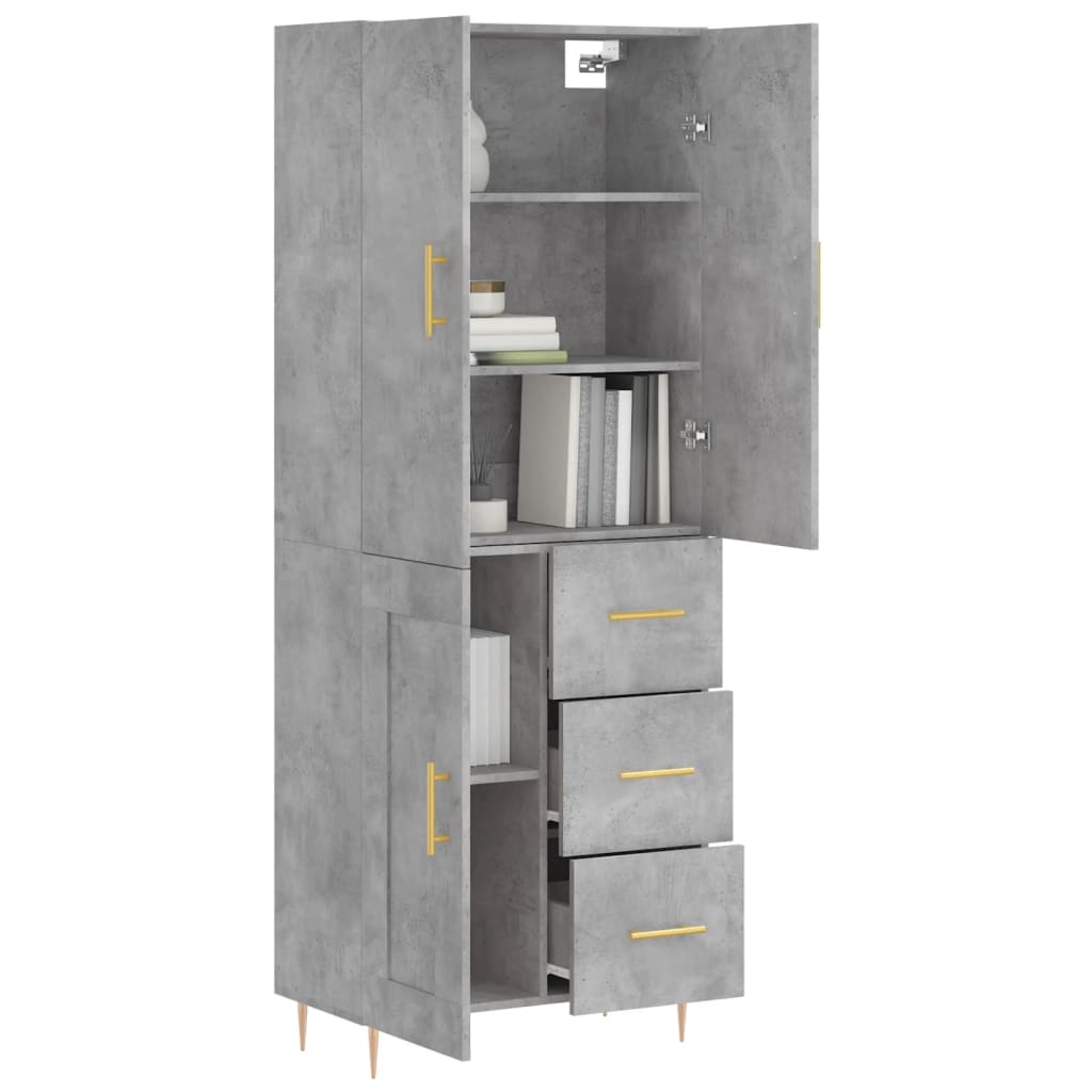 vidaXL Hoge kast 69,5x34x180 cm bewerkt hout betongrijs