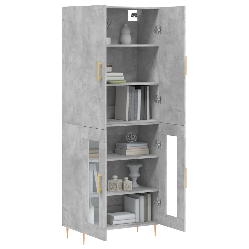 vidaXL Hoge kast 69,5x34x180 cm bewerkt hout betongrijs