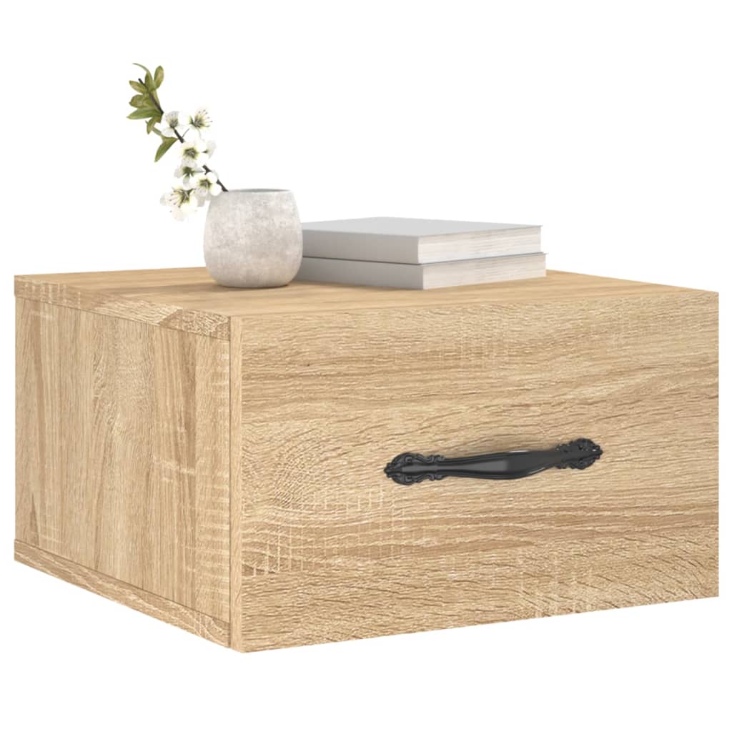 vidaXL Nachtkastjes 2 st wandgemonteerd 35x35x20 cm sonoma eikenkleur