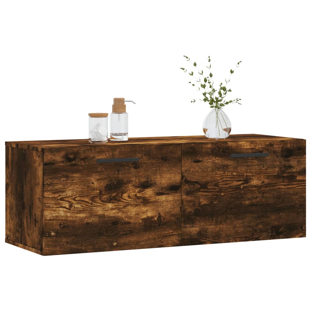 vidaXL Wandkast 100x36,5x35 cm bewerkt hout gerookt eikenkleurig